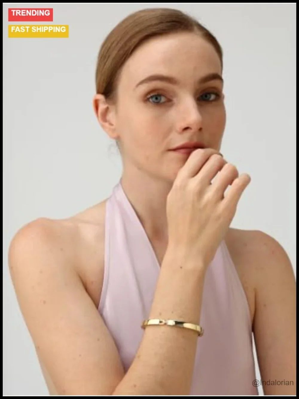 14K Gold Filled Bangle Bracelet 6mm Polished Minimalist Women's Jewelry